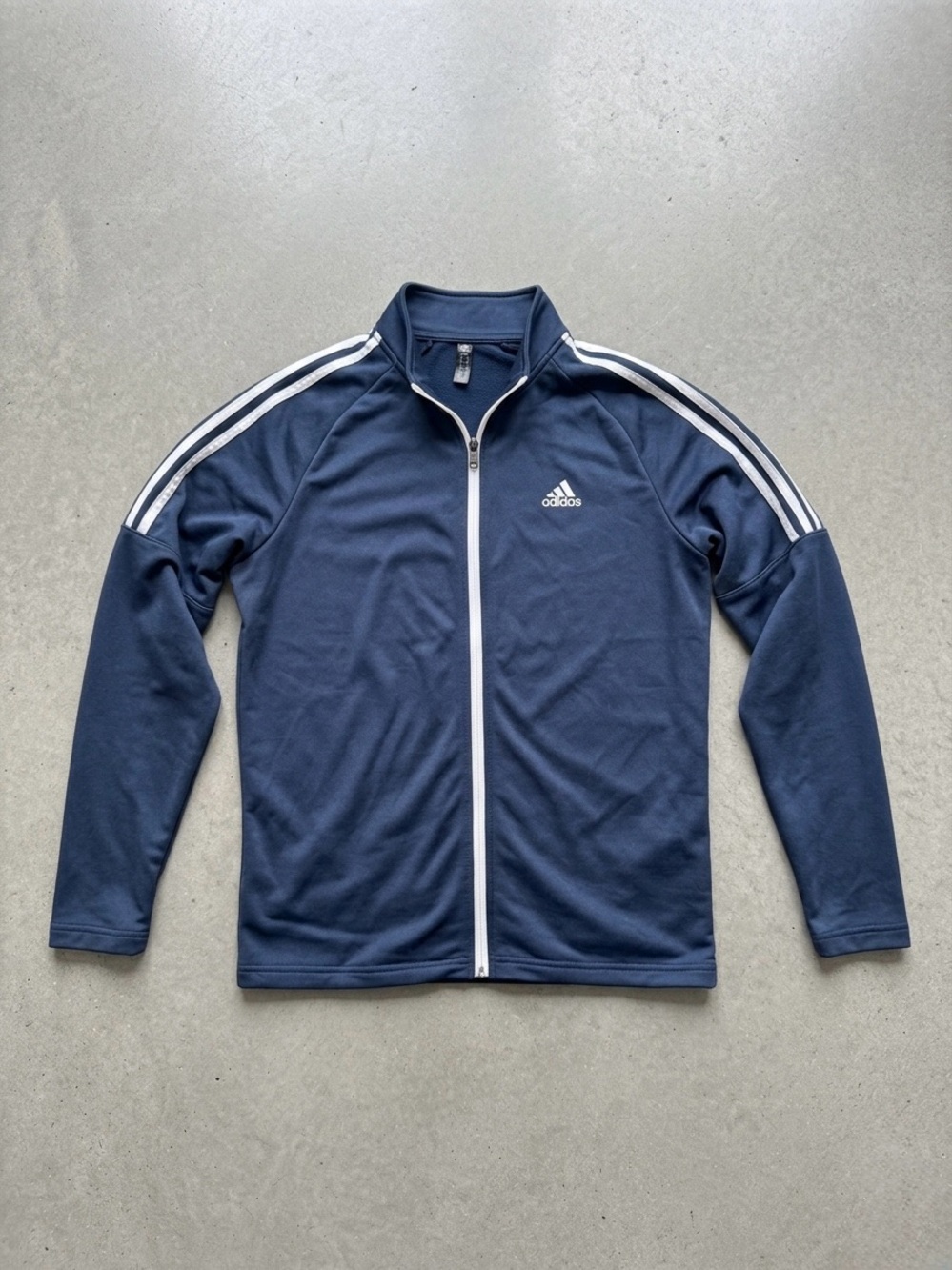 adidas golf Navy Full-Zip Performance Track Jacket with White Stripes